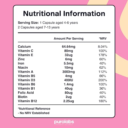 Kids Vitamins - Multivitamin for Kids with Calcium, Zinc, Iron, Vitamin C, B12, D3 and More PurolabsBuy Supplements Australia