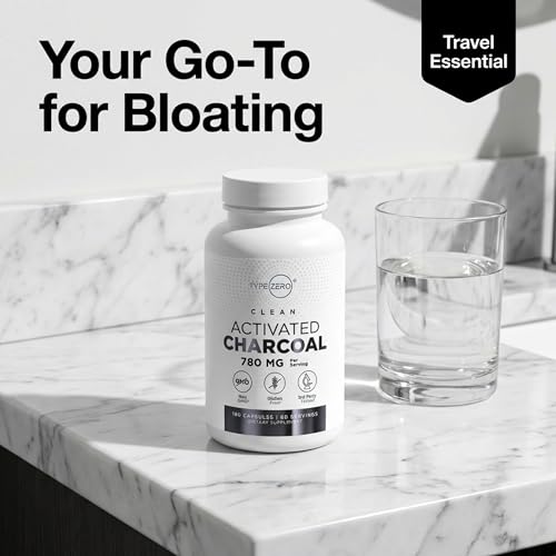 Type Zero Activated Charcoal Capsules (180 Count) - 60 Servings, 780mg Per Serving, from Coconut Shell, Non-GMO, Gluten-Free Type ZeroBuy Supplements Australia