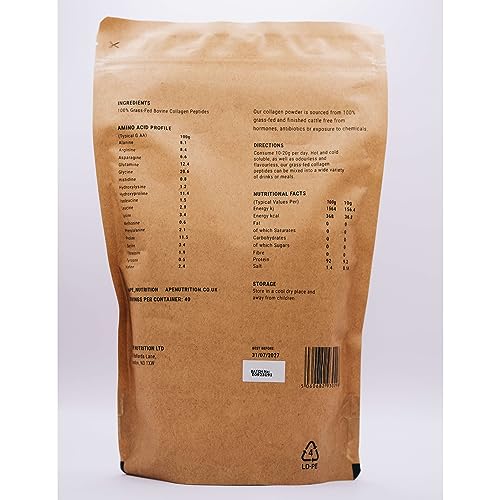 APE Nutrition Collagen Powder Peptides - Type 1 & 3 Bovine Collagen Protein, 100% Grass-Fed & Finished, Ancestral Supplement UK A | P | EBuy Supplements Australia