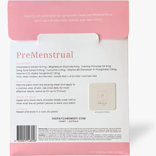 The Patch Remedy Pre Menstrual Patch | Chasteberry, Magnesium, Evening Primrose, Dong Quai, B6 & Vitamin E | 30 Patches The Patch RemedyBuy Supplements Australia