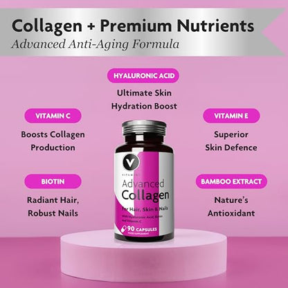 Premium Collagen Supplements for Women - High Strength Marine Collagen with Hyaluronic Acid, Biotin, Vitamin C & E V VitaminiBuy Supplements Australia