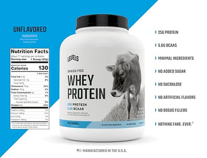 Levels Grass Fed 100% Whey Protein, No Hormones, Unflavored, 5LB Levels NutritionBuy Supplements Australia