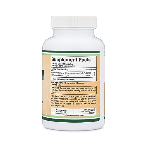 Colostrum Supplement 120 Capsules, 1,000mg per Serving (Bovine Colostrum Powder Double Wood SupplementsBuy Supplements Australia