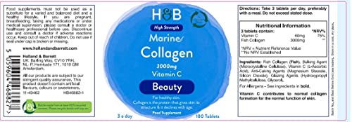 Holland & Barrett Marine Collagen with Vitamin C 3000mg 180 Tablets Holland & BarrettBuy Supplements Australia