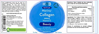 Holland & Barrett Marine Collagen with Vitamin C 3000mg 180 Tablets Holland & BarrettBuy Supplements Australia