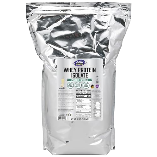 NOW Sports Nutrition, Whey Protein Isolate, 25 g With BCAAs, Creamy Vanilla Powder NOWBuy Supplements Australia