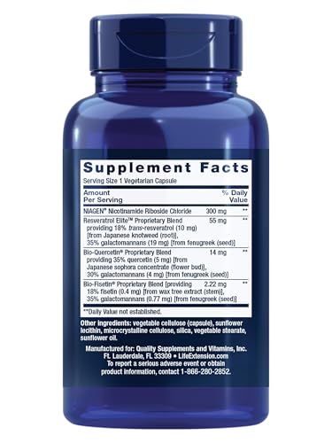 Life Extension NAD+ Cell Regenerator™ and Resveratrol Elite™*, nicotinamide riboside, Trans-resveratrol, quercetin, Fisetin, Heart Health, Healthy Aging, Vegetarian, Non-GMO, Gluten Free, 30 Capsules Life ExtensionBuy Supplements Australia