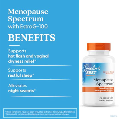 Doctors Best Menopause Spectrum, Broad Spectrum Menopausal Support, Non-GMO, Gluten Free, Soy Free, Vegan 30 Veggie Caps Doctor's BESTBuy Supplements Australia
