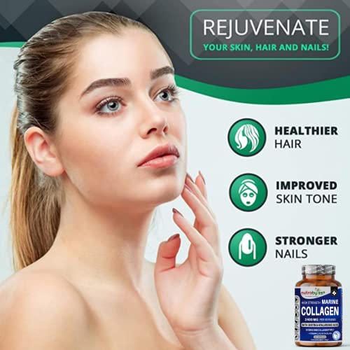 High Strength Marine Collagen 2400mg with Hyaluronic Acid 100mg, Biotin, Vitamin C, D3, B12 and Silica NUTRABYTESBuy Supplements Australia