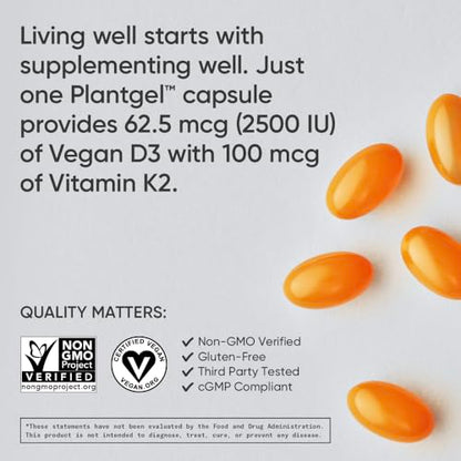 Sports Research Vitamin D3 K2 with Coconut MCT Oil | Vegan D3 2500iu (62.5mcg) Sports ResearchBuy Supplements Australia