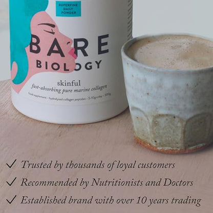 Bare Biology Collagen Powder, 300g/60 Servings - Skinful Pure Marine Collagen Supplement for Skin Bare BiologyBuy Supplements Australia
