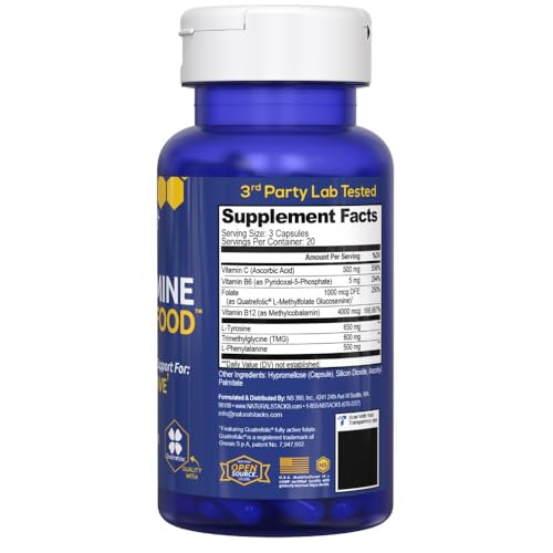 NATURAL STACKS Dopamine Brain Food - 650mg L-Tyrosine Supplement - Dopamine Supplement for Focus & Mental Drive - Supports Mental Energy - Neurotransmitter Support with B Vitamins - 60 Capsules NATURAL STACKSBuy Supplements Australia
