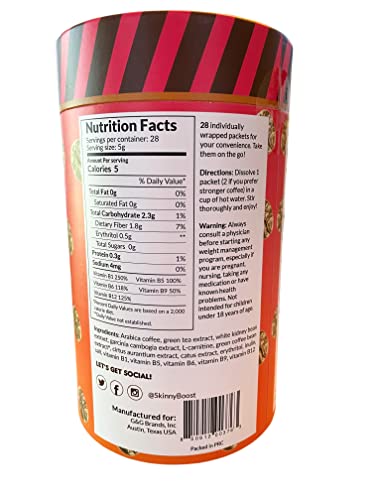 Skinny Boost Skinny Coffee- (Unflavored) Instant Sticks Made with Arabica Coffee, Garcinia SkinnyBoostBuy Supplements Australia