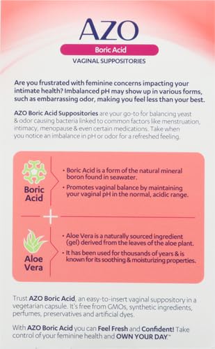 AZO Boric Acid Vaginal Suppositories, Helps Support Odor Control and Balance Vaginal PH AZOBuy Supplements Australia