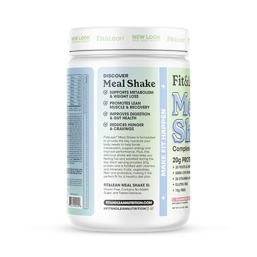 Fit & Lean Meal Shake, Fat Burning Meal Replacement, Protein, Fiber, Probiotics, Strawberry Fit & LeanBuy Supplements Australia
