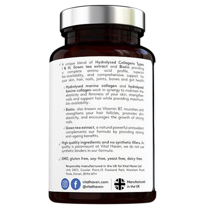 Advanced Collagen Complex - Hydrolised Marine Collagen (Type I) + Hydrolised Bovine Grass Vital HavenBuy Supplements Australia