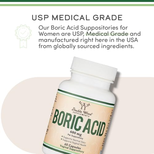 Boric Acid Suppositories 60 Count, Supports Women Health (Easy Dissolve, Third Party Tested) by Double Wood Double Wood SupplementsBuy Supplements Australia