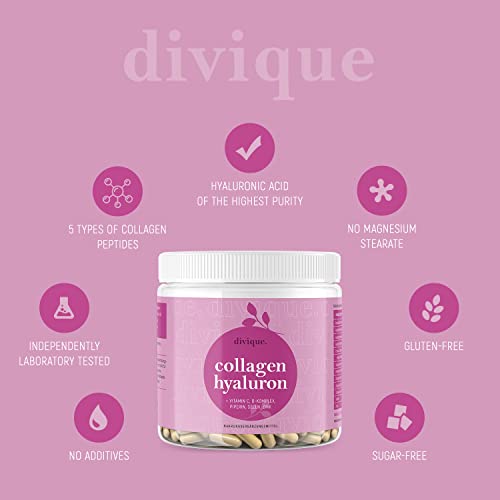 Collagen Capsules Divique Collagen Hyaluron 1500mg Collagen Peptides Type 1, 2, 3, 5, 10 DiviqueBuy Supplements Australia