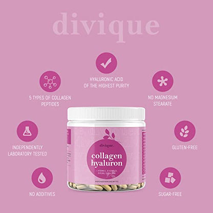 Collagen Capsules Divique Collagen Hyaluron 1500mg Collagen Peptides Type 1, 2, 3, 5, 10 DiviqueBuy Supplements Australia