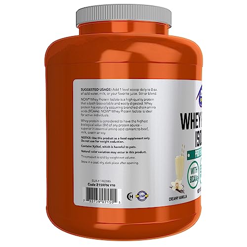NOW Sports Nutrition, Whey Protein Isolate, 25 g With BCAAs, Creamy Vanilla Powder NOWBuy Supplements Australia