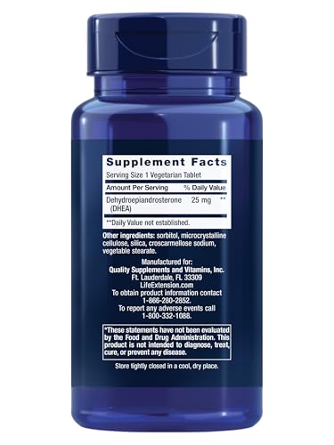 Life Extension DHEA 25 mg – Hormone Balance Supplement, Memory, Muscle Health, Bone Health, Men’s Health, Women’s Health, Gluten-Free, Non-GMO, Vegetarian, 100 Dissolve-in-Mouth Tablets Life ExtensionBuy Supplements Australia
