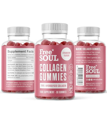 Collagen Gummies, Marine Collagen Supplement with Effective Type 1 Hydrolysed Collagen Peptides Free SoulBuy Supplements Australia