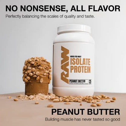 RAW Whey Isolate Protein Powder, Peanut Butter - 100% Grass-Fed Sports Nutrition Protein RAWBuy Supplements Australia