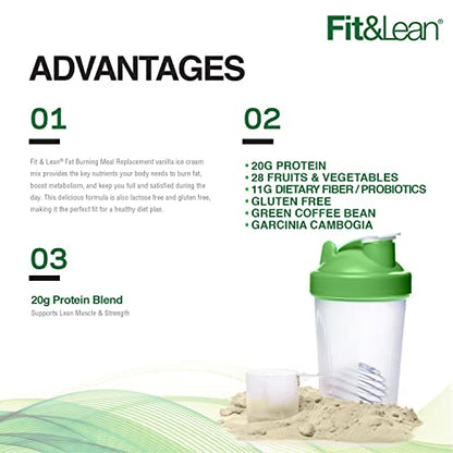 Fit & Lean Meal Shake, Fat Burning Meal Replacement, Protein, Fiber, Probiotics, Vanilla Fit & LeanBuy Supplements Australia