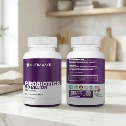 Nutrawave 50 Billion Probiotics for Women & Men, 15 Strains Active Culture. Relieves Bloating & Constipation, Improved Digestion & Gut Health Supplement, Vegan. 60 Powerful Small Capsules. Nutra WaveBuy Supplements Australia