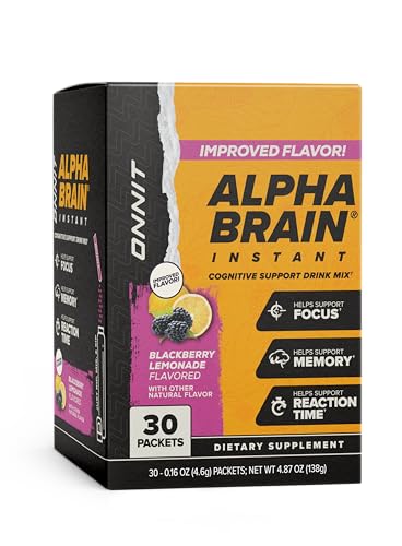 ONNIT Alpha Brain Instant Cognitive Support Drink Mix, BlackBerry Lemonade Flavor, Nootropic Supplement for Focus, Memory, and Clarity, 0.13 oz Packets, 30 Count ONNITBuy Supplements Australia