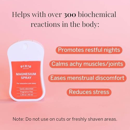 Pixie Pure Magnesium Spray 1.35oz – USP Grade – Fast-Absorbing Topical Relief for Body Aches, Sleep & Menstrual Discomfort – Travel Size & Non-Toxic for Feminine Care Pixie CupBuy Supplements Australia