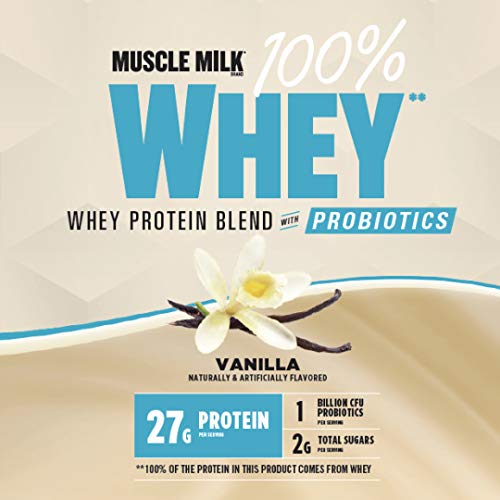 Muscle Milk 100% Whey With Probiotics Protein Powder, Vanilla, 1.85 Pound, 23 Servings Muscle MilkBuy Supplements Australia