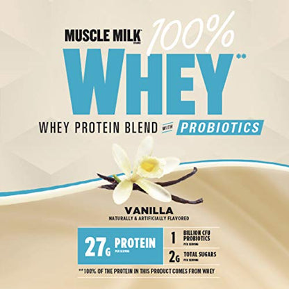 Muscle Milk 100% Whey With Probiotics Protein Powder, Vanilla, 1.85 Pound, 23 Servings Muscle MilkBuy Supplements Australia