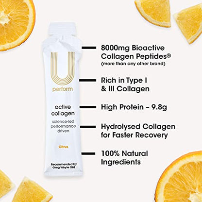 U Perform - Sports Muscle Recovery Supplement - High Protein Liquid Collagen Drink - Great for Joints Repair - Citrus Tasting and Natural Ingredients Based (8000mg) (14 sachets) U PerformBuy Supplements Australia