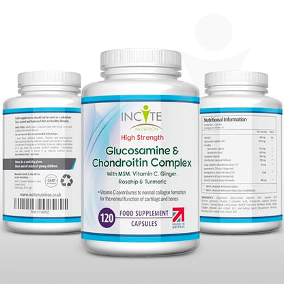 Glucosamine and Chondroitin High Strength Complex with MSM, Vitamin C, Ginge Incite NutritionBuy Supplements Australia