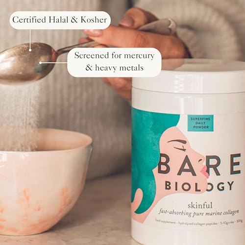 Bare Biology Collagen Powder, 300g/60 Servings - Skinful Pure Marine Collagen Supplement for Skin Bare BiologyBuy Supplements Australia