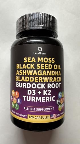 LetaGreen Irish Sea Moss Capsules – 120 Wildcrafted Sea Moss Pills with Black Seed Oil LetaGreenBuy Supplements Australia