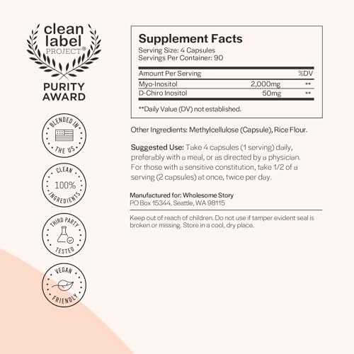 Myo-Inositol & D-Chiro Inositol Capsules, 90-Day Supply, 40:1 Ratio for Hormonal Balance Wholesome StoryBuy Supplements Australia