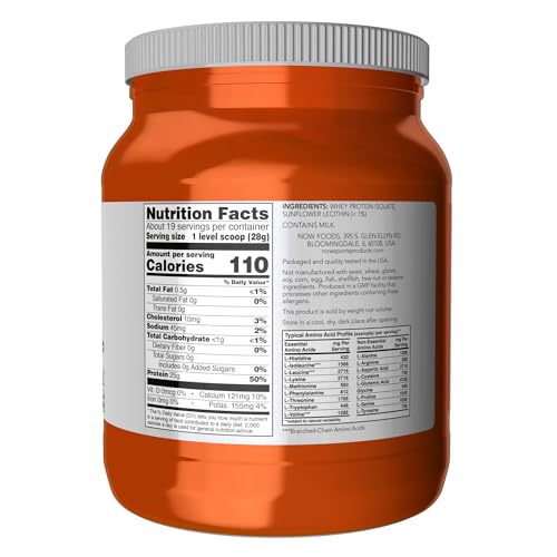 NOW Sports Nutrition, Whey Protein Isolate, 25 g With BCAAs, Unflavored Powder NOWBuy Supplements Australia