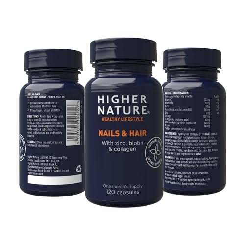 Higher Nature - Nails & Hair - Contains Zinc, Biotin & Collagen - Supports Beautiful Skin - 120 Capsules HIGHER NATUREBuy Supplements Australia