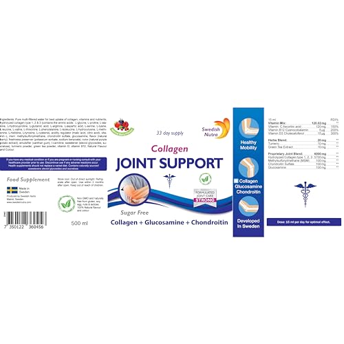 Swedish Nutra Joint Support Collagen - Pack of 500ml, 33 Day Supply | Berry Flavour | with Vitmain C & Glucosamine Swedish NutraBuy Supplements Australia