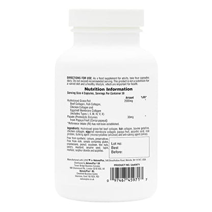 NaturesPlus Collagen Peptides Capsules - Premium Hydrolysed Collagen Supplement Type I, II, III, IV, V and X - Non-GMO, Gluten Free - 90 Capsules Nature's PlusBuy Supplements Australia