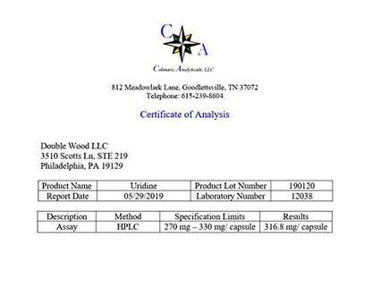 Uridine Monophosphate - Third Party Tested (Choline Enhancer, Beginner Nootropic) Double Wood SupplementsBuy Supplements Australia
