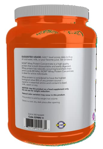 NOW Sports Nutrition, Whey Protein Concentrate, 24 g With BCAAs, Unflavored Powder NOWBuy Supplements Australia