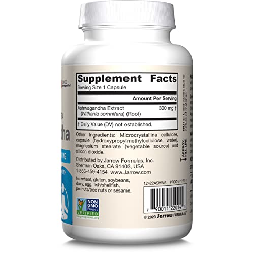 Jarrow Formulas Ashwagandha Capsules, 300 mg Supplement Supports Normalized Resistance to Mental and Physical Stress, 120 Veggie Capsules, 60 Day Supply Jarrow FormulasBuy Supplements Australia