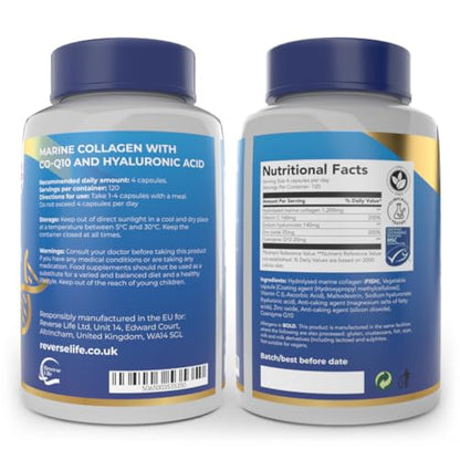 Reverse Life Marine Collagen Capsules 1200mg – with Hyaluronic Acid & Vitamin C + Q10 Reverse LifeBuy Supplements Australia