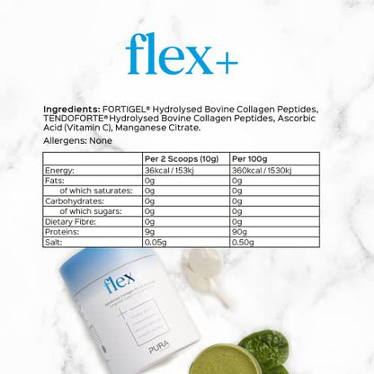 Pura Collagen Powdered Supplement Flex+, 10,000 mg Hydrolysed Peptides, Vitamin C & Manganese Pura CollagenBuy Supplements Australia