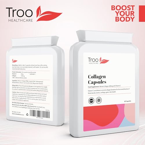 Troo Marine Collagen Supplement - 60 High Strength Capsules 1200mg Serving - Hydrolysed Marine Collagen Peptides with Vitamin C Troo Health CareBuy Supplements Australia