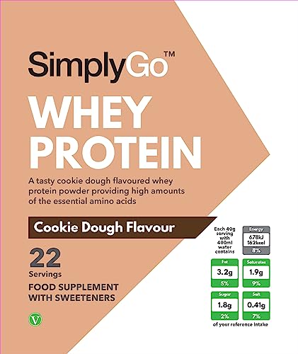 SimplyGo Whey Protein Powder | 900g | Simply Add 30g to Water, Juice or Shakes (Cookie Dough) Simply SupplementsBuy Supplements Australia