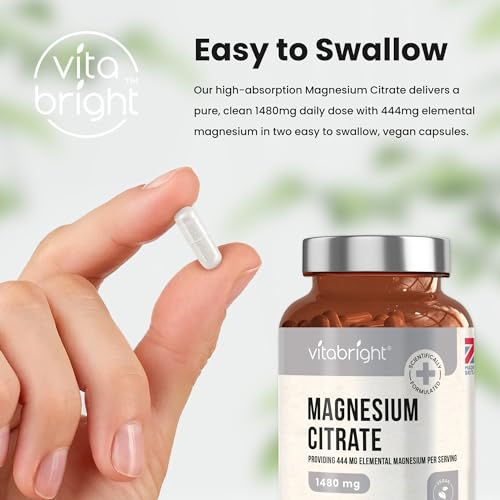 Magnesium Citrate - 1480mg High Strength - 240 Capsules (4 Month Supply) - Vegan VitaBrightBuy Supplements Australia